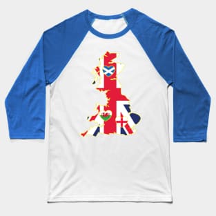 Flags Map Of Great Britain Baseball T-Shirt